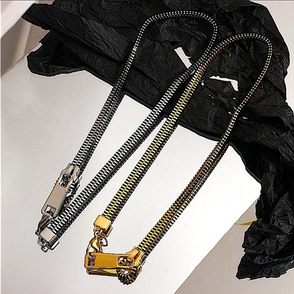 Gold Zipper Punk Minimalist Versatile Necklace - Picture 10 of 15